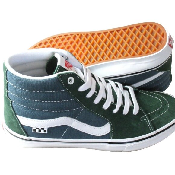 Vans Men's Skate Sk8-Hi Mountain View Blue Green Canvas Suede shoes Sizes NIB - Picture 2 of 5